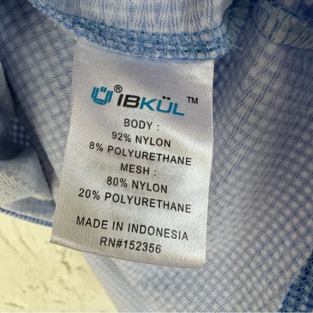 IBKUL Top Women’s Size Large Long Sleeve Check Print Mock Neck 1/4 Zip B…_5